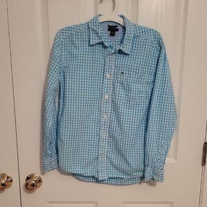 Tommy Hilfiger Boy's Light Blue Teal Gingham Shirt